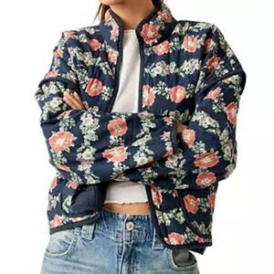 Free People Women's Dusk Combo Floral Quilted Chloe Jacket Size XL NEW